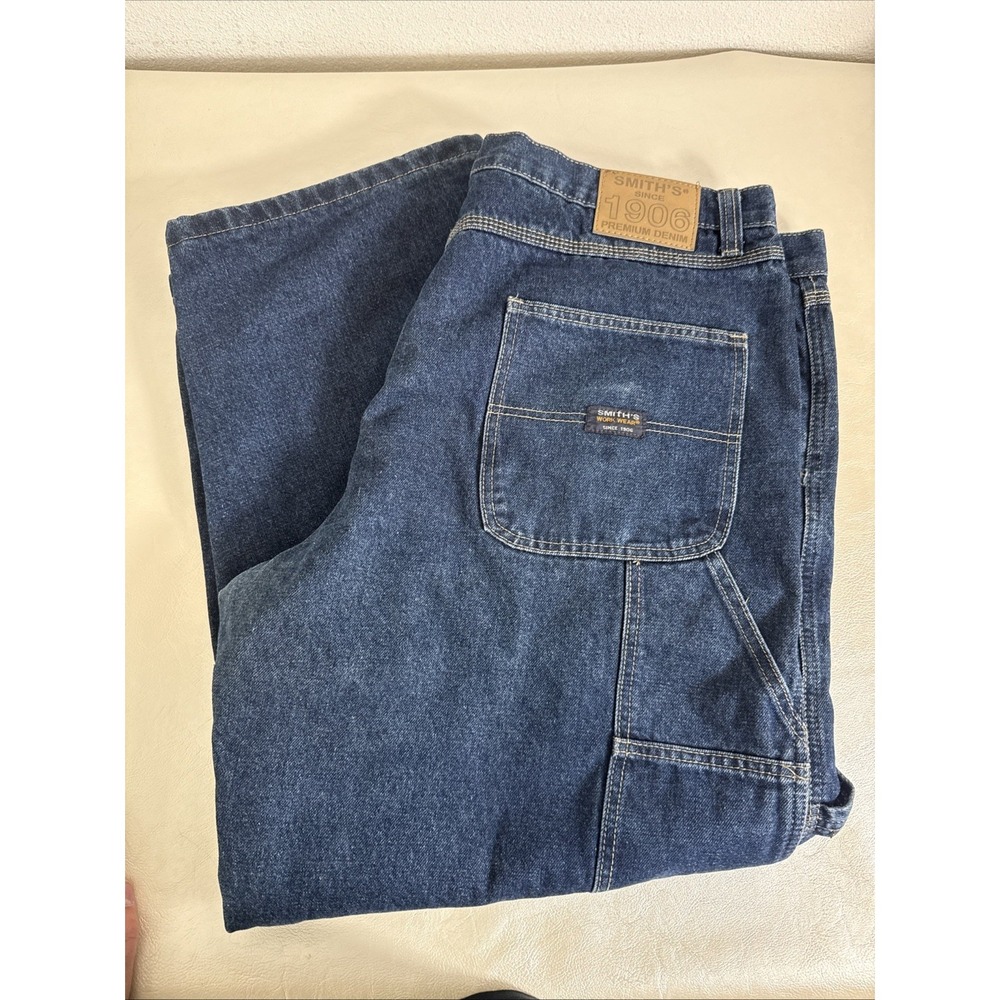 Smith's Workwear Men's Flannel‎ Lined Carpenter Work Jean, Blue. 42x30